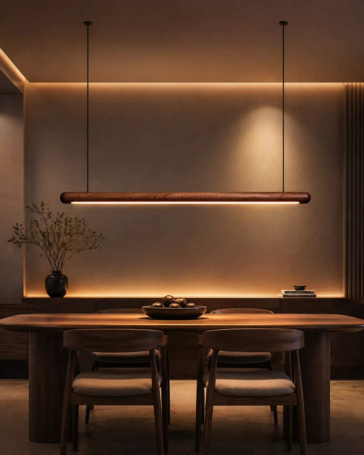 Scandinavian Rosewood Round Pendant Light