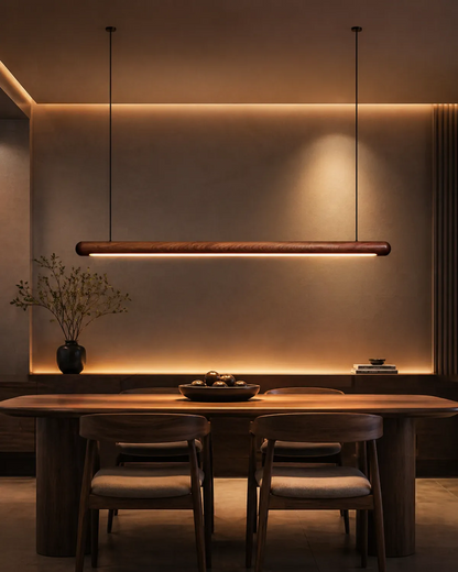 Scandinavian Rosewood Round Pendant Light