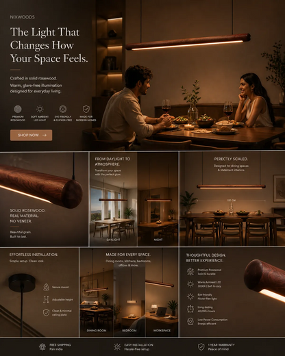 Scandinavian Rosewood Round Pendant Light