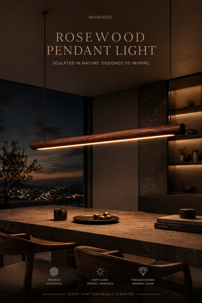 Scandinavian Rosewood Round Pendant Light